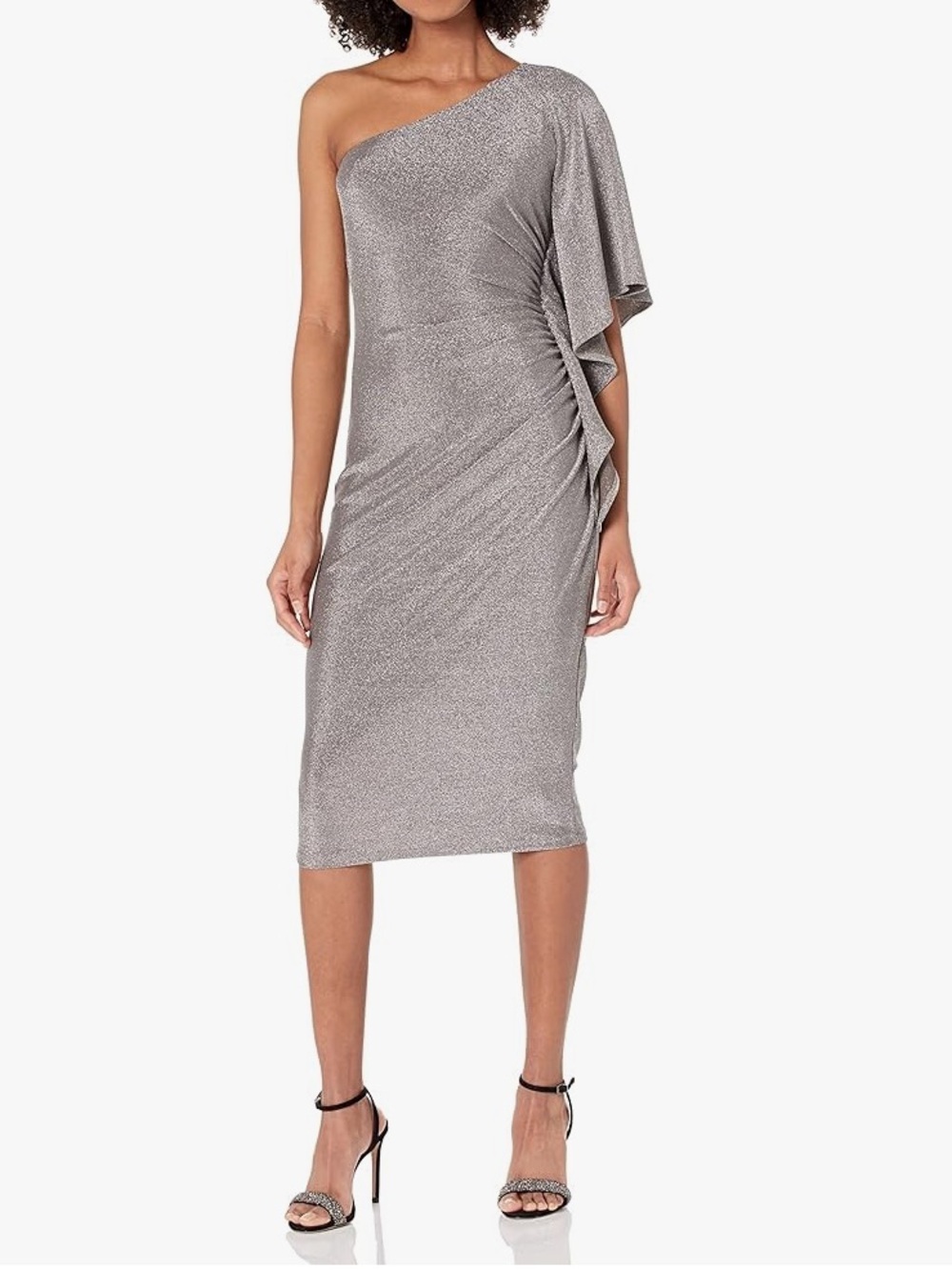 Trina Turk Ratio Ruched One-Shoulder Shimmer Dress size M